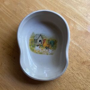 Vintage Rooster Stoneware Spoon Rest ROOSTER,HENS AND CHICKS Hermitage Pottery